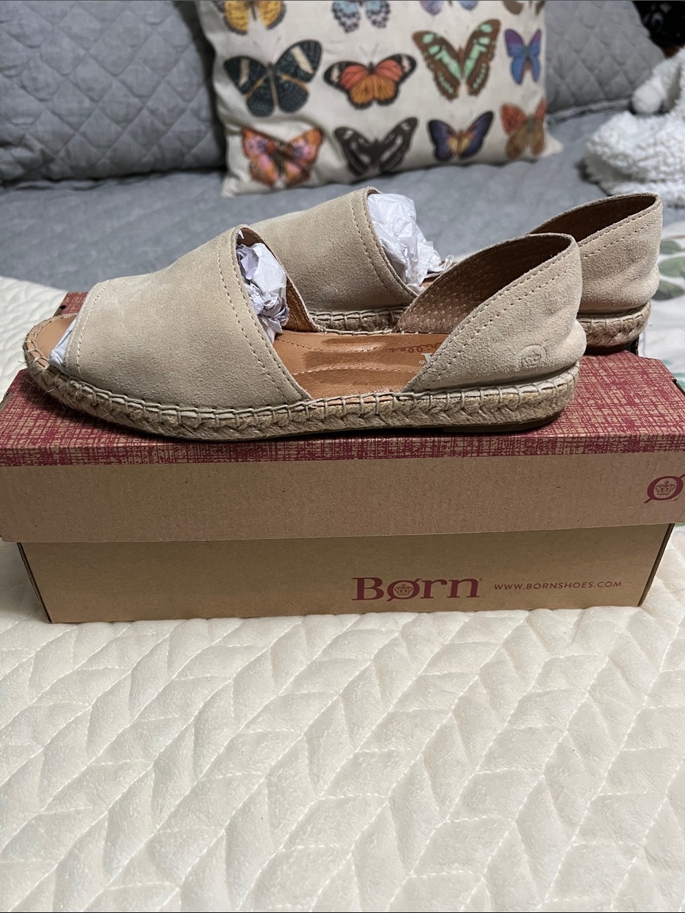 Born Sand Suede D’Orsay Espadrille Flats